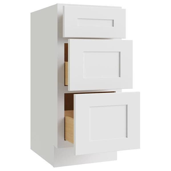 CNC CABINETRY Luxor 3-Drawer Vanity Base Cabinet, 5-Pc Drawer, 18"W Shaker White L10-VDB18-5P