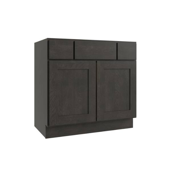 CNC CABINETRY Luxor 2-Drawer Vanity Base Cabinet, 42"W, Shaker Smoky Grey L02-VSB42