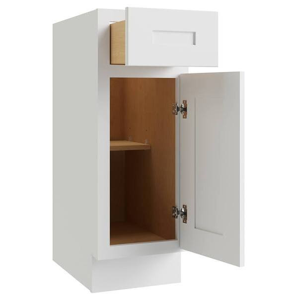 CNC CABINETRY Luxor 1-Door Vanity Base Cabinet, 5-Pc, 12"Wx34.5"H, Shaker White L10-VB12-5P