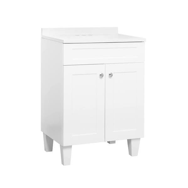 Zenna Home Westport Vanity And Sink Top, White Shaker Doors, 24"W X 35"H X 18"D SFC24WW