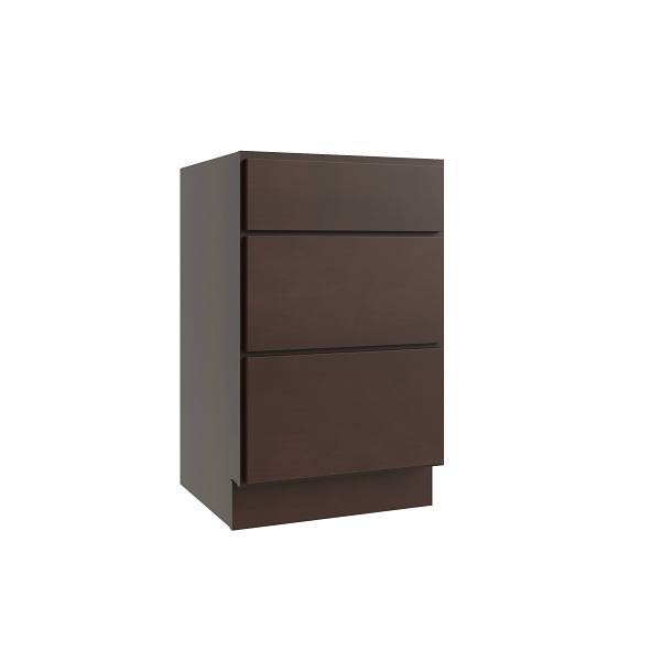CNC CABINETRY Luxor 3-Drawer Vanity Base Cabinet, 21"W, Shaker Espresso L11-VDB21