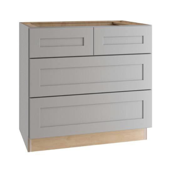 Express Shaker 36 In W X 24 In D X 34.5 In H Assembled Plywood Base Kitchen Cabinet In Veiled Gray With Drawers BCT36-XVG