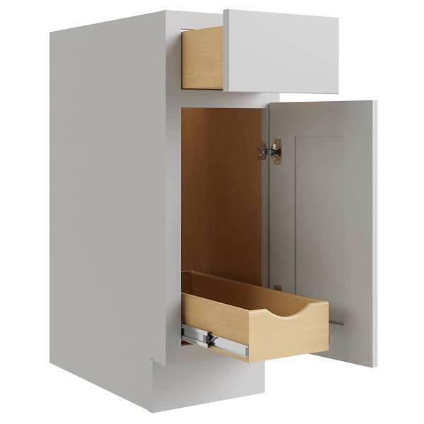 CNC CABINETRY Luxor 21" Base Cabinet, 1 Pull Out, Right Hinge, Shaker Misty Grey L03-B21R-POS1