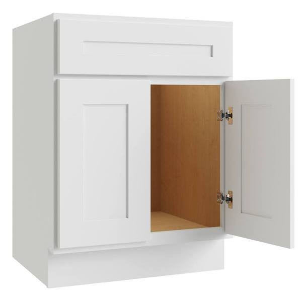 CNC CABINETRY Luxor Vanity Base Cabinet, 5-Pc, 42"Wx34.5"Hx21"D, Shaker White L10-V42-5P