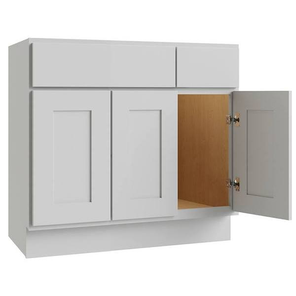 CNC CABINETRY Luxor 3-Door Vanity Base Cabinet, 36"W X 34.5"H, Shaker White L10-VB36