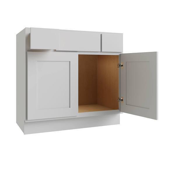 CNC CABINETRY Luxor 2-Drawer Vanity Base Cabinet, 42"W, Shaker White L10-VSB42