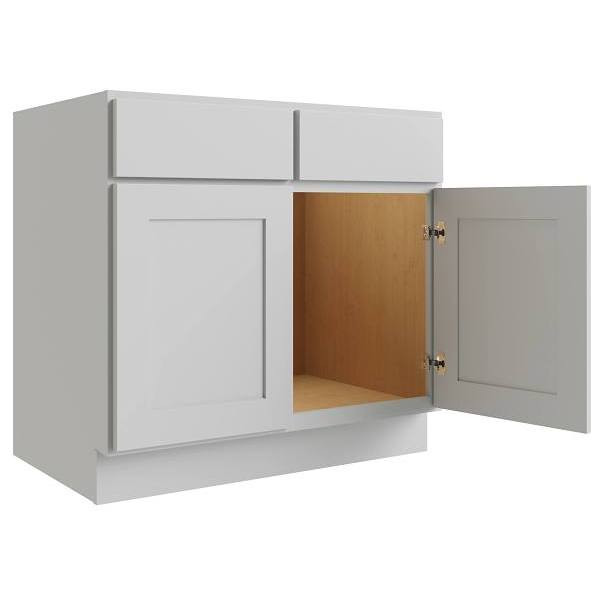 CNC CABINETRY Luxor 48" 4-Door Sink Base Cabinet, Shaker Misty Grey L03-SB48