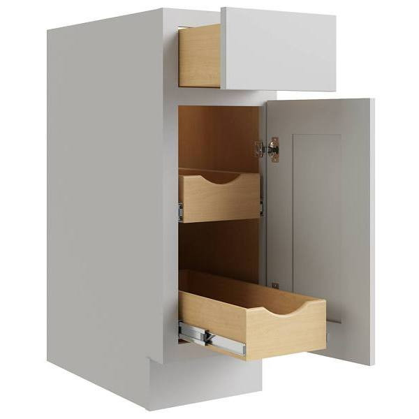 CNC CABINETRY Luxor 12" Base Cabinet, 2 Pull Out, Right Hinge, Shaker Misty Grey L03-B12R-POS2