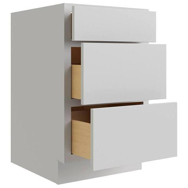 CNC CABINETRY Luxor 24" 3-Drawer Base Cabinet, Shaker Misty Grey L03-DB24