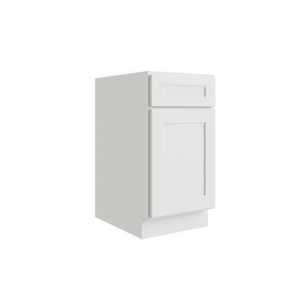 CNC CABINETRY Luxor 15" Base Cabinet, 1 Pull Out, 5-Pc, Left, Shaker White L10-B15L-POS1-5P