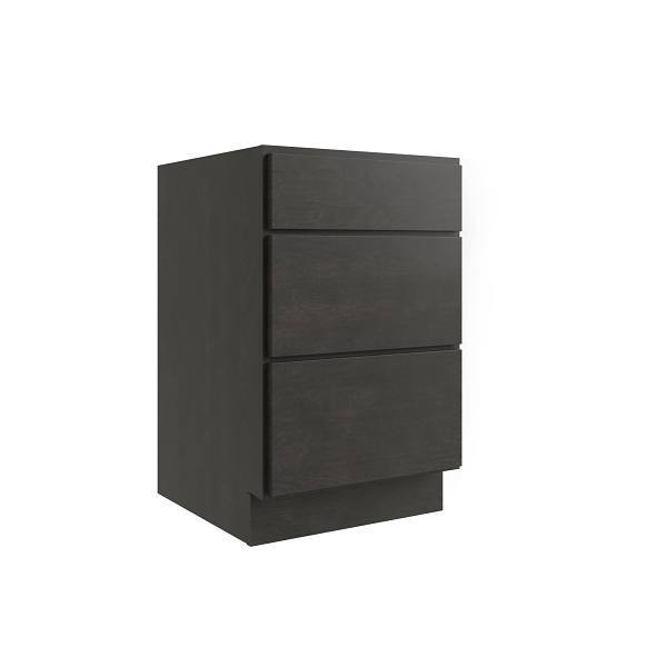 CNC CABINETRY Luxor 15" 3-Drawer Base Cabinet, Ada Height, Shaker Smoky Grey L02-DB15-HA