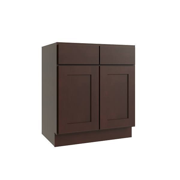 CNC CABINETRY Luxor 2-Door Base Cabinet, 1 Pull Out, 36"W, Shaker Espresso L11-B36-POS1