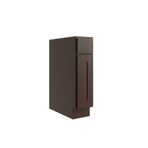 CNC CABINETRY Luxor 1-Door Base Cabinet, Left Hinge, 9"W, Shaker Espresso L11-B9L