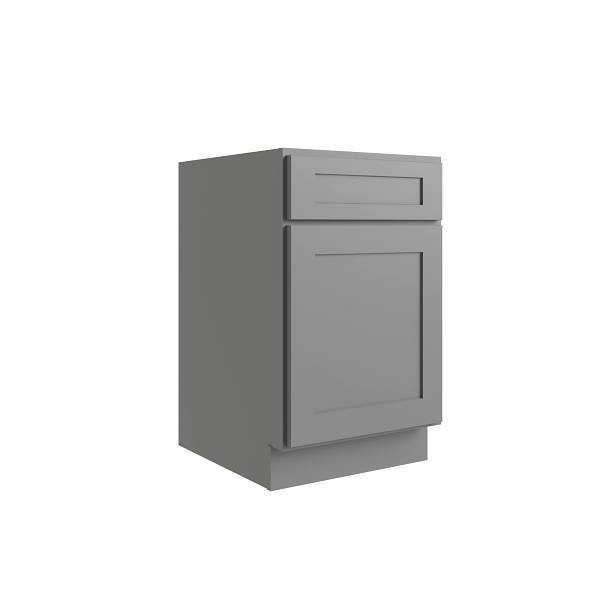 CNC CABINETRY Luxor 21" Base Cabinet, Ada, 5-Pc, Right, Shaker Misty Grey L03-B21R-HA-5P