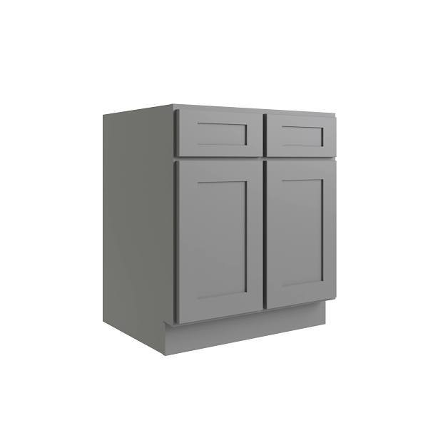 CNC CABINETRY Luxor 2-Door Base Cabinet, Ada, 5-Pc Drawer, 33"W, Misty Grey L03-B33-HA-5P