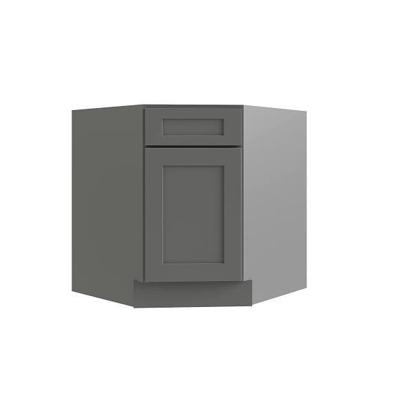 CNC CABINETRY Luxor 36" Diag Corner Sink Cabinet 5-Pc Right Shaker Misty Grey L03-CSB36R-5P