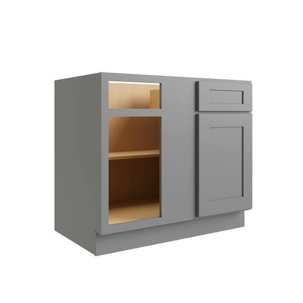CNC CABINETRY Luxor 42" Blind Base Cabinet, 5-Pc, Left, Shaker Misty Grey L03-BLB42/45L-5P