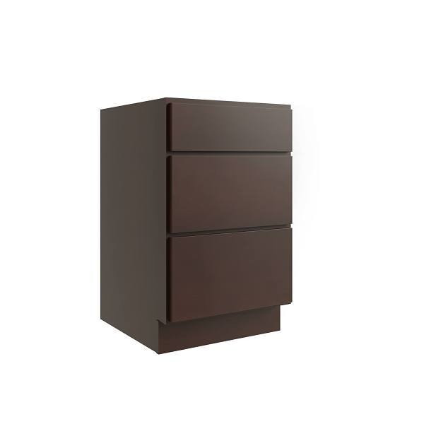 CNC CABINETRY Luxor 18" 3-Drawer Base Cabinet, Ada Height, Shaker Espresso L11-DB18-HA
