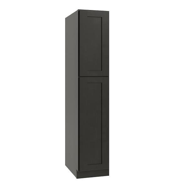 CNC CABINETRY Utility Cabinet, 4 Pull Out, Right, 18"W X 84"H, Shaker Smoky Grey L02-UC1824X84R-POS4