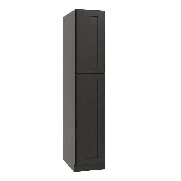 CNC CABINETRY Utility Cabinet, 3 Pull Out, Left, 18"W X 84"H, Shaker Smoky Grey L02-UC1824X84L-POS3