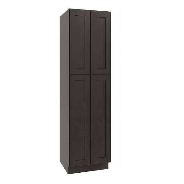 CNC CABINETRY Luxor Utility Cabinet, 3 Pull Out, 24"W X 84"H, Shaker Smoky Grey L02-UC2424X84-POS3