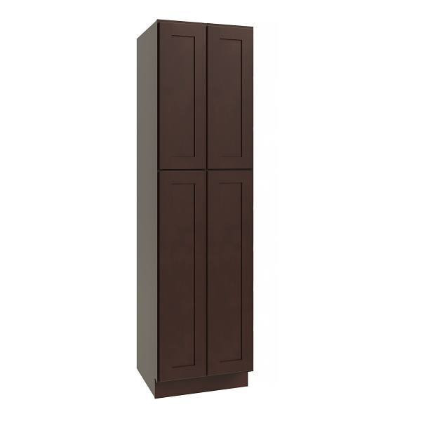 CNC CABINETRY Luxor Utility Cabinet, 4 Pull Out, 24"W X 96"H, Shaker Espresso L11-UC2424X96-POS4