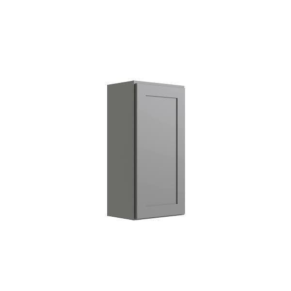 CNC CABINETRY Luxor 1-Door Wall Cabinet, 15"W X 36"H X 12"D, Shaker Misty Grey L03-1536