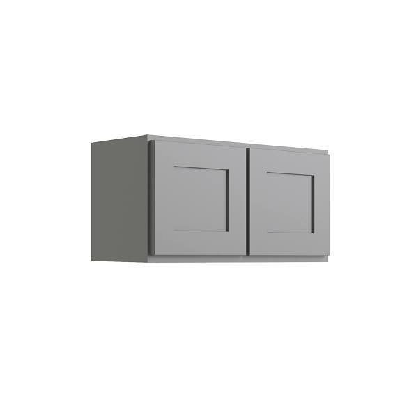 CNC CABINETRY Luxor 2-Door Wall Cabinet, 30"W X 18"H X 24"D, Shaker Misty Grey L03-3018X24