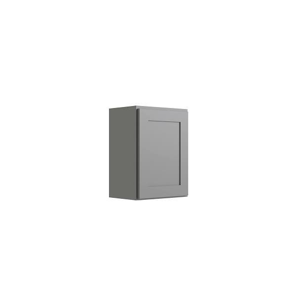 CNC CABINETRY Luxor 1-Door Wall Cabinet, 18"W X 24"H X 12"D, Shaker Misty Grey L03-1824