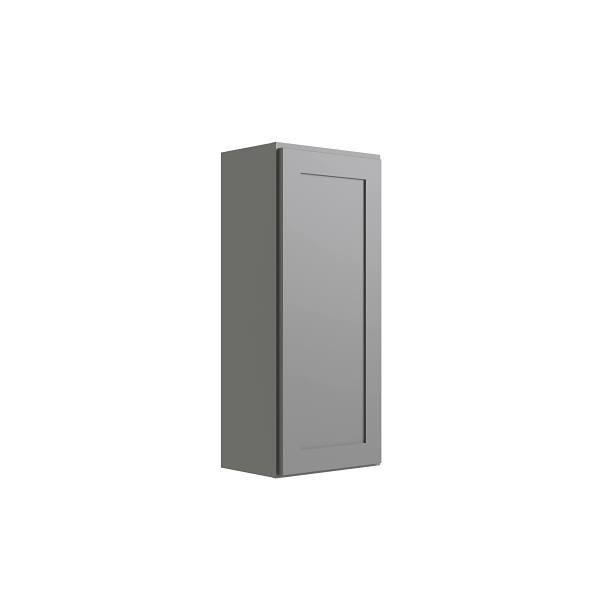 CNC CABINETRY Luxor 1-Door Wall Cabinet, 12"W X 42"H X 12"D, Shaker Misty Grey L03-1242