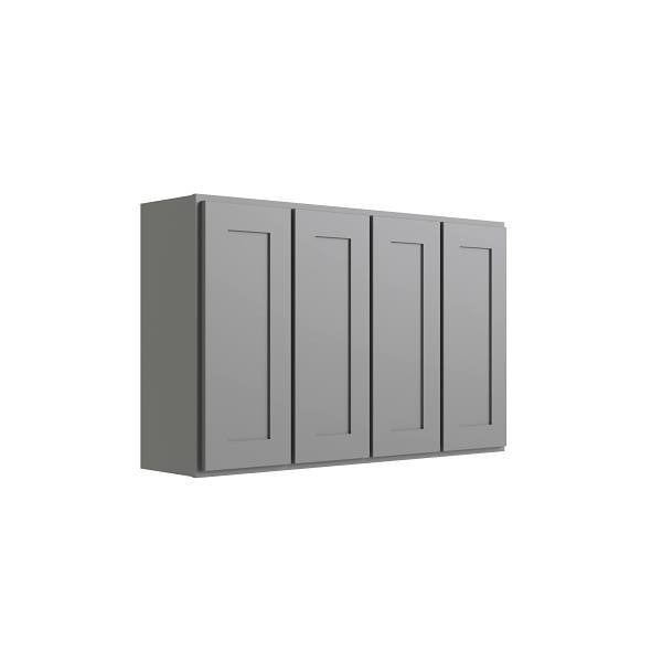 CNC CABINETRY Luxor 4-Door Wall Cabinet, 54"W X 30"H X 12"D, Shaker Misty Grey L03-5430