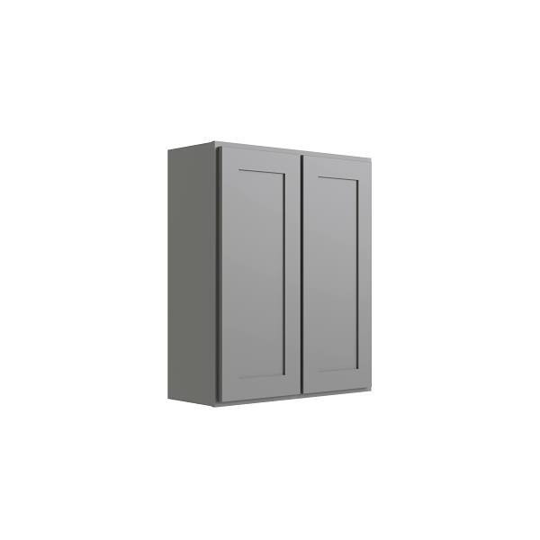 CNC CABINETRY Luxor 2-Door Wall Cabinet, 27"W X 36"H X 12"D, Shaker Misty Grey L03-2736