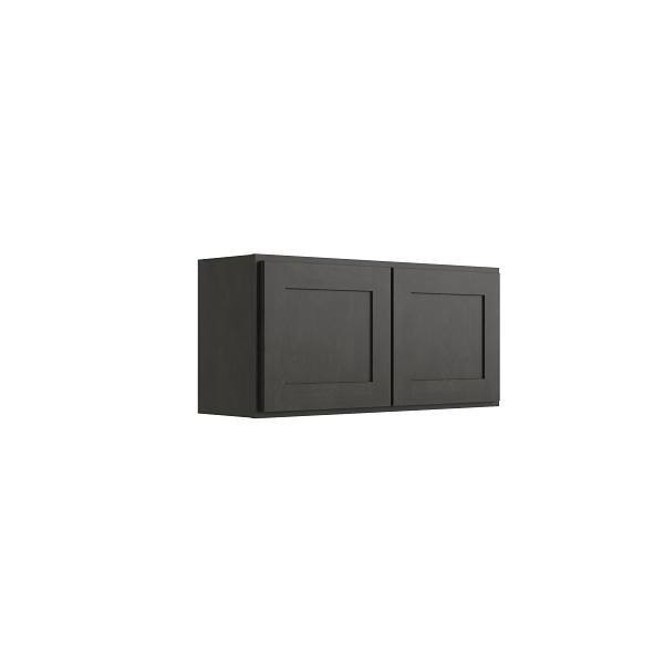 CNC CABINETRY Luxor 2-Door Wall Cabinet, 39"W X 18"H X 12"D, Shaker Smoky Grey L02-3918