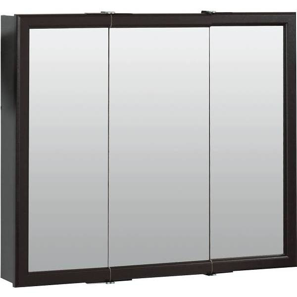 Zenith 24 In. W X 26 In. Surface-Mount Tri-View Mirror Medicine Cabinet (Espresso)