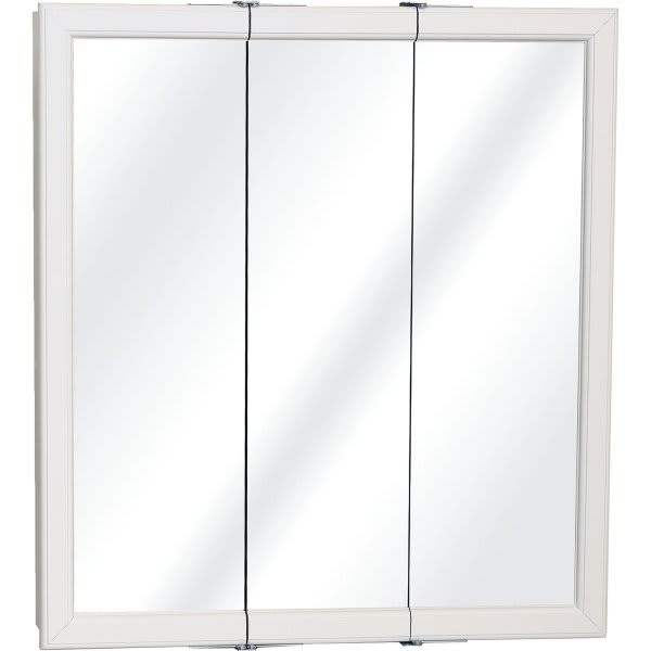 Zenith 30w X 26" Surface Mount White Tri-View Wood Mirrored Medicine Cabinet