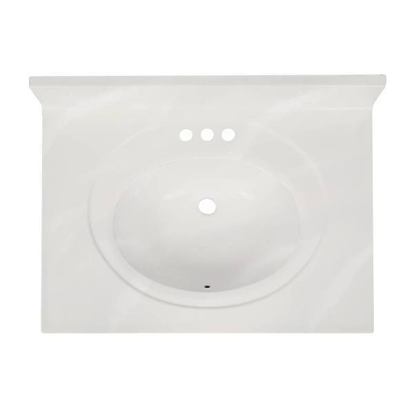 Modular Vanity Tops 25 X 22 White Swirl Cultured Marble Vanity Top And Bowl