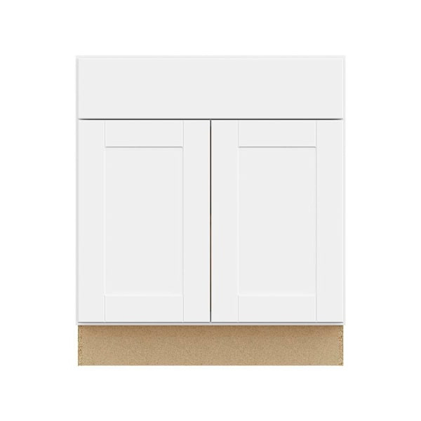Hampton Bay 30in. W X 34.5in. H X 24in. D Shaker Assembled Base Cabinet With Drawer, Satin White