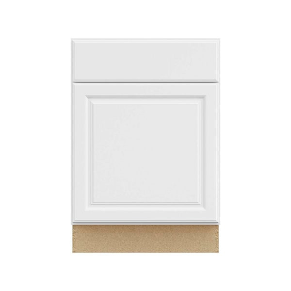 Hampton Bay 24in. W X 34.5in. H X 24in. D Hampton Raised Panel Assembled Base Cabinet With Drawer, Satin White