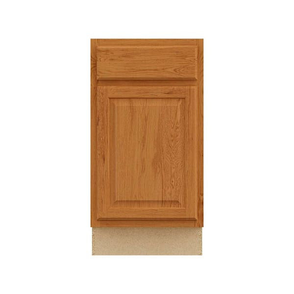Hampton Bay 18in. W X 34.5in. H X 24in. D Hampton Raised Panel Assembled Base Cabinet With Drawer, Medium Oak