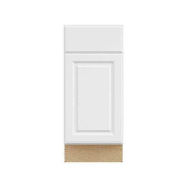 Hampton Bay 15in. W X 34.5in. H X 24in. D Hampton Raised Panel Assembled Base Cabinet With Drawer, Satin White