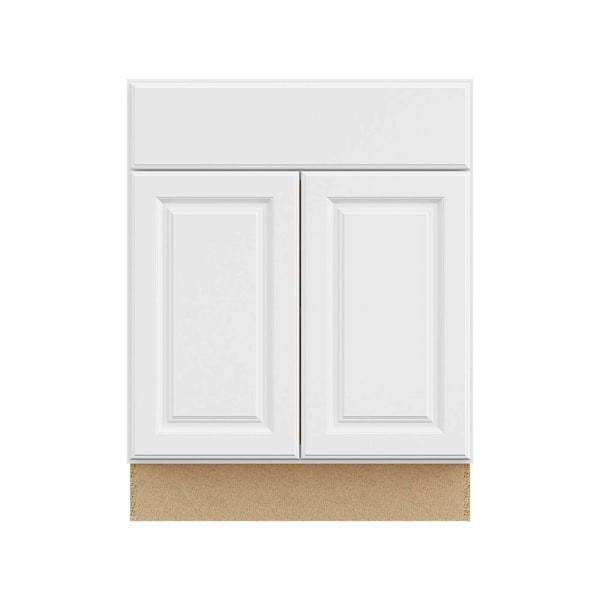 Hampton Bay 27in. W X 34.5in. H X 24in. D Hampton Raised Panel Assembled Base Cabinet With Drawer, Satin White