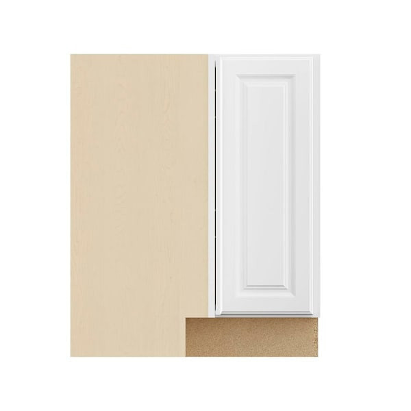 Hampton Bay 36in. W X 34.5in. H X 16.5in. D Hampton Raised Panel Lazy Susan Corner Base Cabinet, Satin White