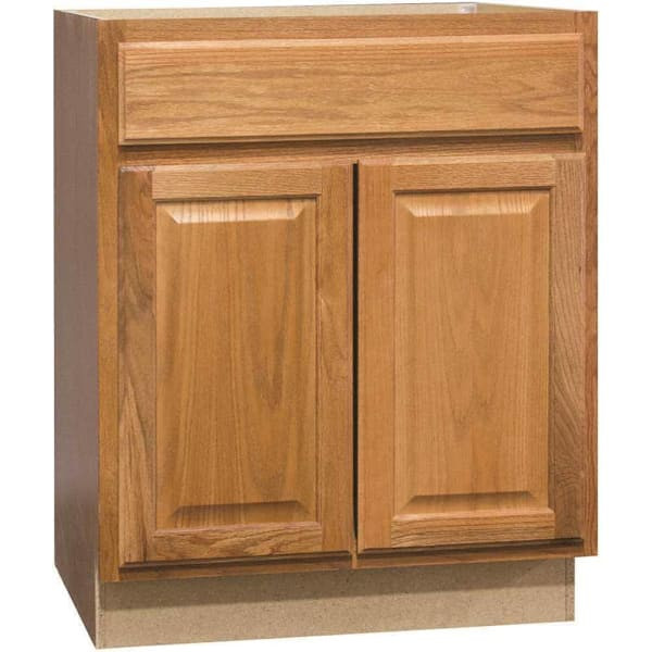 Hampton Bay 24"W X 21"D X 34.5"H Assembled Base Cabinet Medium Oak W/O Shelf