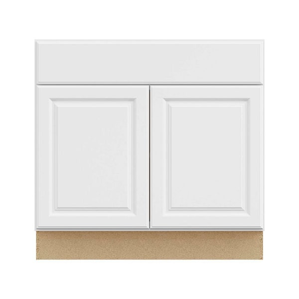 Hampton Bay 36in. W X 34.5in. H X 24in. D Hampton Raised Panel Assembled Base Cabinet With Drawer, Satin White