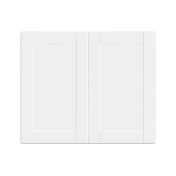 Hampton Bay 36in. W X 30in. H X 12in. D Shaker Assembled Wall Cabinet, Satin White