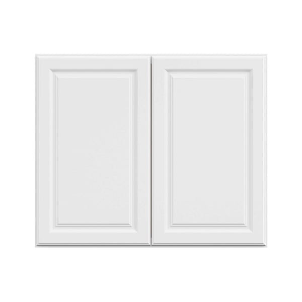 Hampton Bay 36in. W X 30in. H X 12in. D Hampton Raised Panel Assembled Wall Cabinet, Satin White