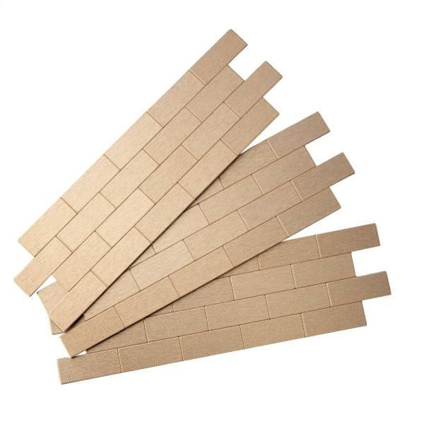 Aspect Metal Matted Peel-And-Stick Mini Subway Backsplash, 4x12.5, Pack Of 3