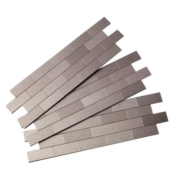 Aspect Metal Matted Peel-And-Stick Mini Backsplash, 4 X 12-1/2 Package Of 3