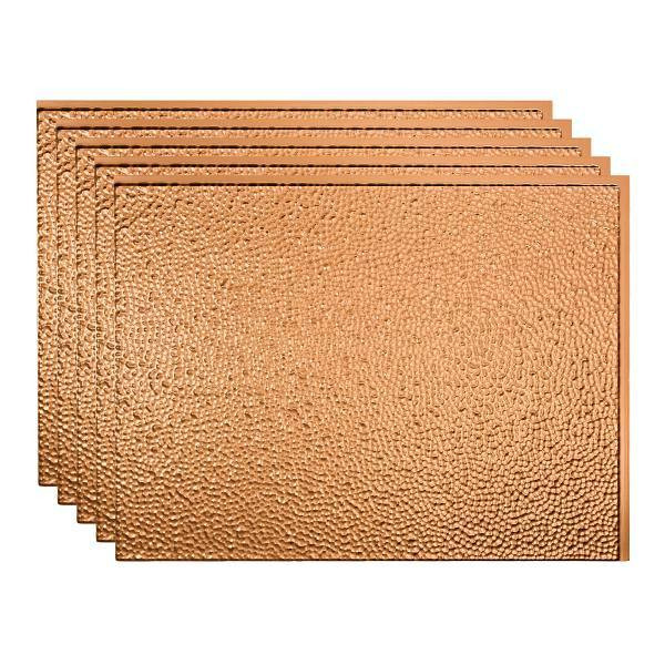 Fasade 18x24 Hammered Vinyl Backsplash Panel, Polished Copper, Package Of 5