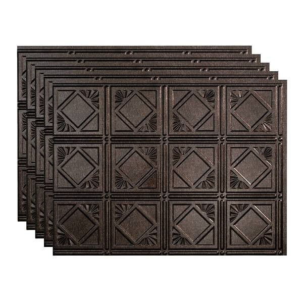 Fasade 18x24 Traditional #4 Backsplash Panel, Smoked Pewter, Package Of 5